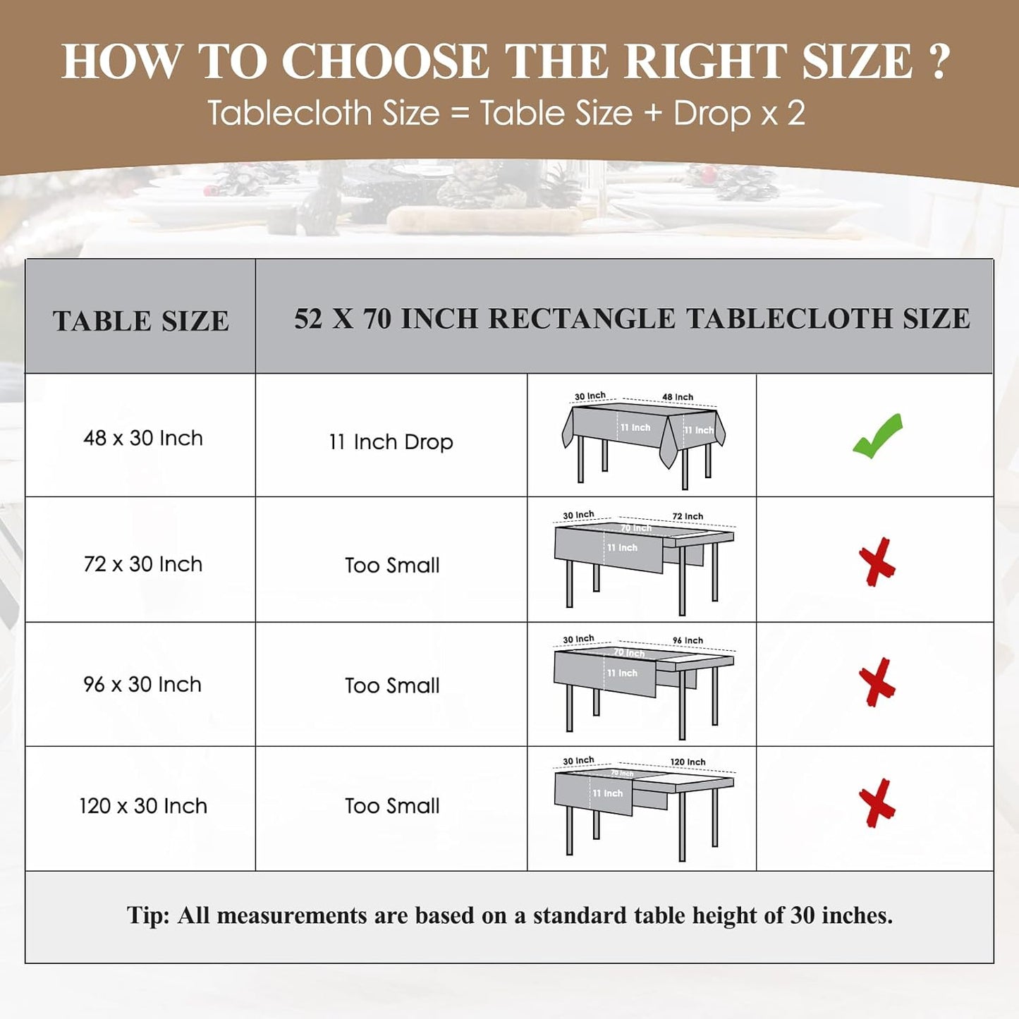 Faux Linen Rectangle Tablecloths 52X70 Inch Beige Waterproof Table Cloths for 4Ft Dining Table Banquets Buffet Parties and Wedding 1 Pack