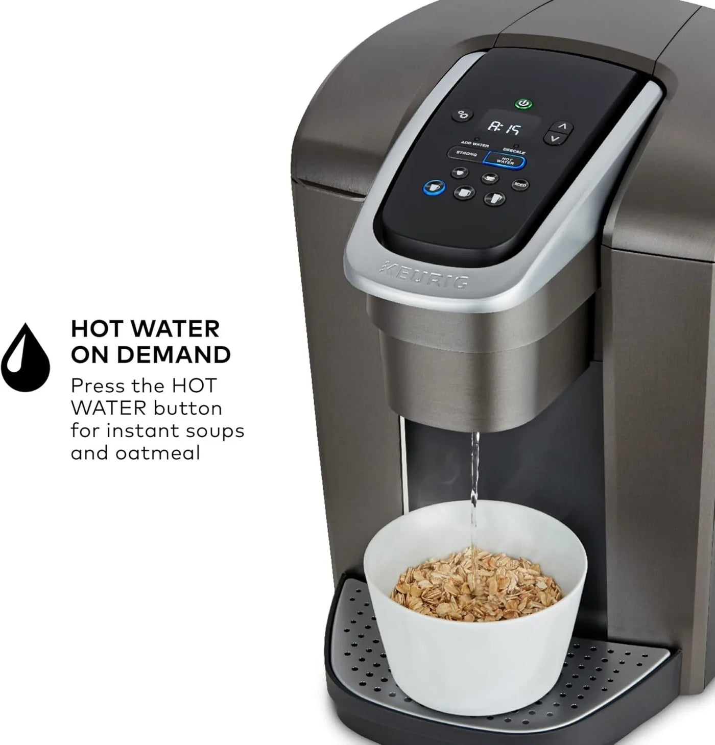K-Elite Single Serve K-Cup Pod Coffee Maker, with Strength and Temperature Control, Iced Coffee Capability, 8 to 12Oz Brew Size, Programmable, Brushed Slate