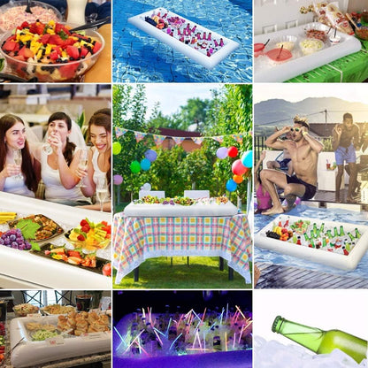 Inflatable Serving Bars Ice Buffet Salad Serving Trays Food Drink Holder Cooler Containers Indoor Outdoor BBQ Picnic Pool Party Supplies Luau Cooler W Drain Plug