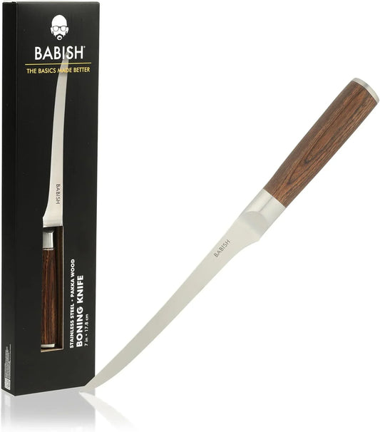 1.4116 German Stainless Steel Boning & Fillet Knife with Dark Pakka Wood Handle – 6-Inch Full-Tang Flexible Kitchen Knife for Meat, Poultry, Fish & Precision Butchering