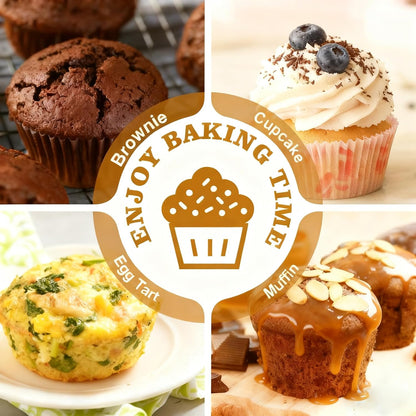 Muffin Tin, 12-Well Nonstick Cupcake Pan Set of 2, Heavy Duty Steel Muffin Pan