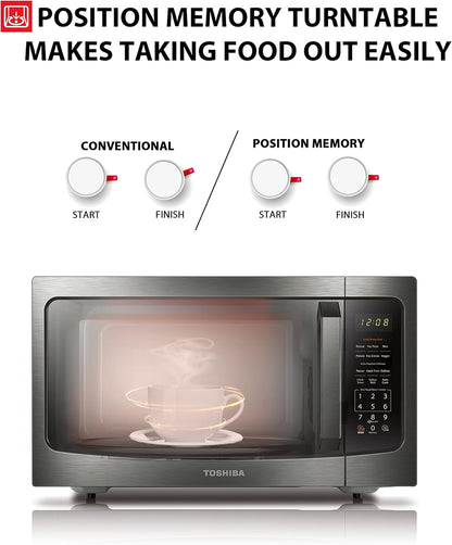 ML-EM45P(BS) Countertop Microwave Oven with Smart Sensor and 13.6" Removable Position Memory Turntable, Sound On/Off Function, 1200W, 1.6 Cu.Ft, Black Stainless Steel