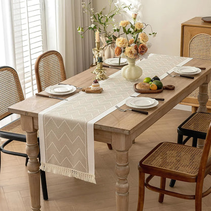 Table Runners 63 Inches,Waterproof Boho Table Runner with Tassel Fringe,Table Runner for Party Coffee Table