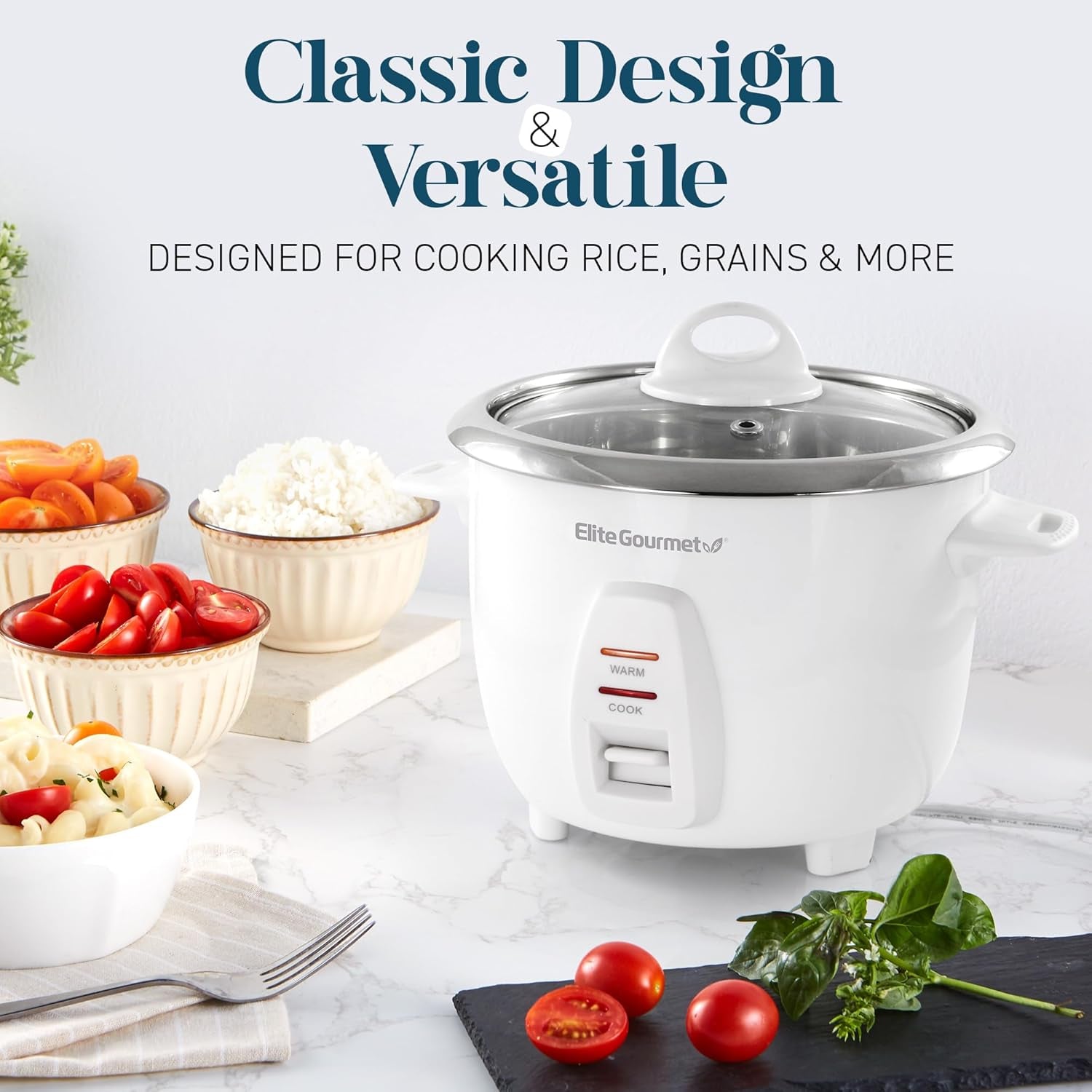 ERC-2020 Electric Rice Cooker with Stainless Steel Inner Pot Makes Soups, Stews, Grains, Cereals, Keep Warm Feature, 20 Cups Cooked (10 Cups Uncooked), White