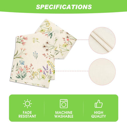 Flowers Floral Summer Table Runner, Seasonal Spring Fall Kitchen Dining Table Decoration for Home Party 13X72 Inch