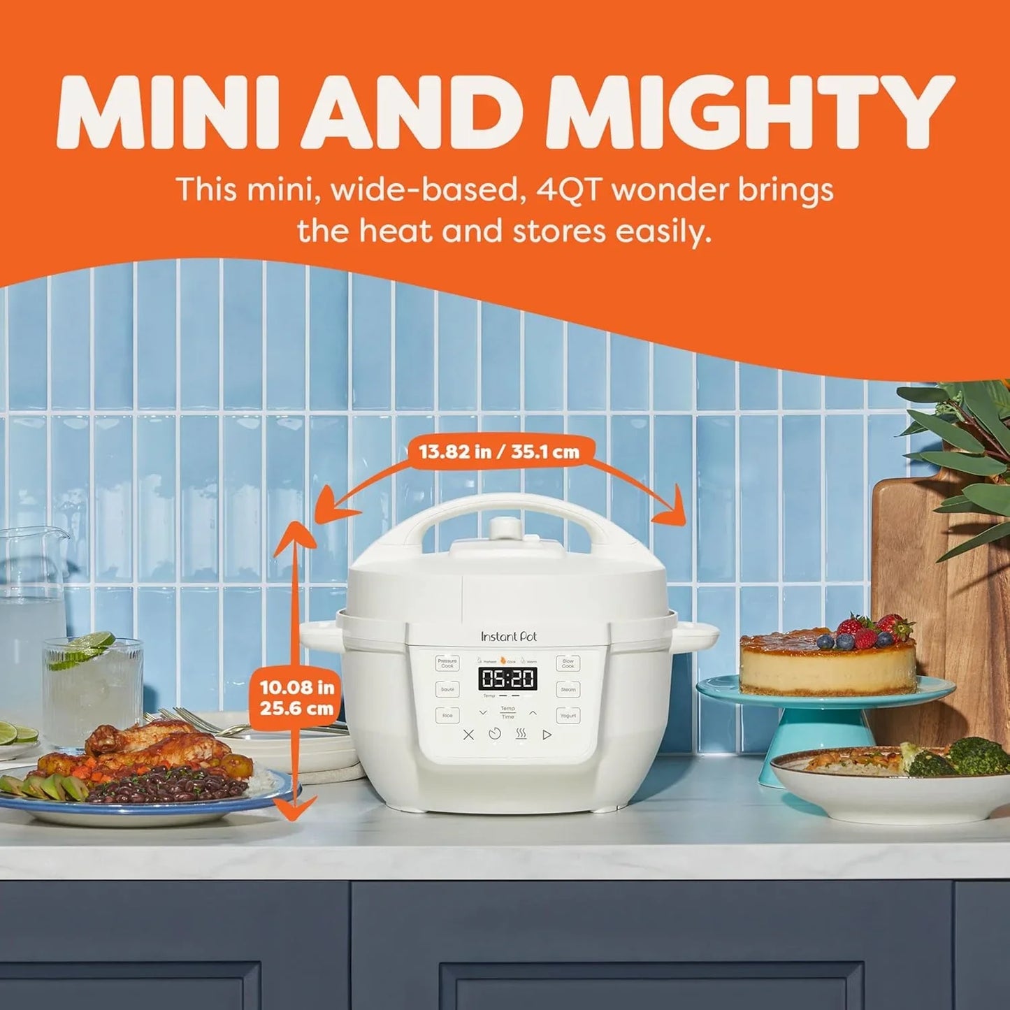 4QT RIO Mini 7-In-1 Multi-Cooker, Pressure Cooker, Slow Cook, Sauté, Steam, Rice Maker, Yogurt, & Warmer, Sea Salt, 4 Quarts