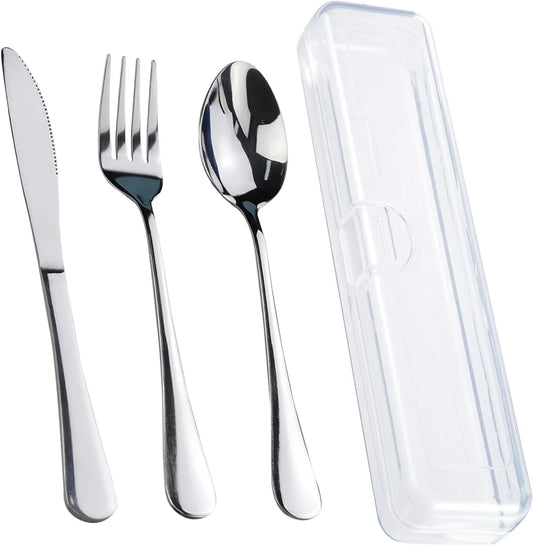 Travel Utensils with Case, Stainless Steel Reusable Portable Utensils Set with Case,  Travel Silverware Set