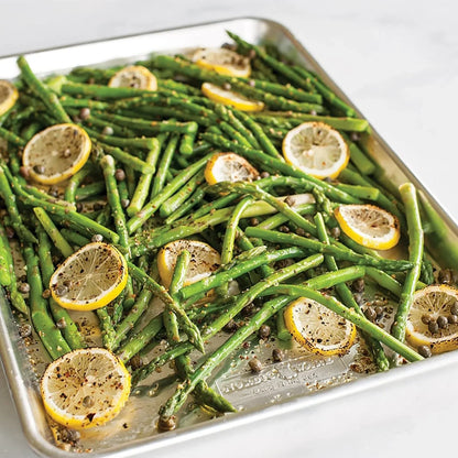 Naturals 3 Piece Set - USA Made Aluminum Commercial Quality Sheet Pan for Baking or Roasting, Encapsulated Galvanized Steel Rim Prevents Warping; Half Sheet, Jelly Roll and Quarter Sheet