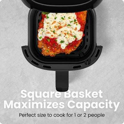 2 Qt Mini Air Fryer – Digital Space-Saving Compact Air Fryer with Nonstick and Dishwasher Safe Basket, Quick & Easy Meals in Minutes, Features Digital Timer and Shake Reminder – Black
