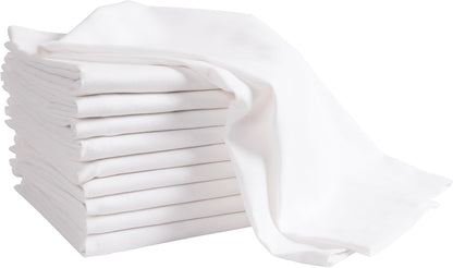 White Kitchen Towels, 10 Pack, 100% Cotton - 20 X 30, Soft and Functional Multi-Purpose, Baking, Cooking, Cleaning, Printing, Monogramming, and Embroidery (Plain Weave)