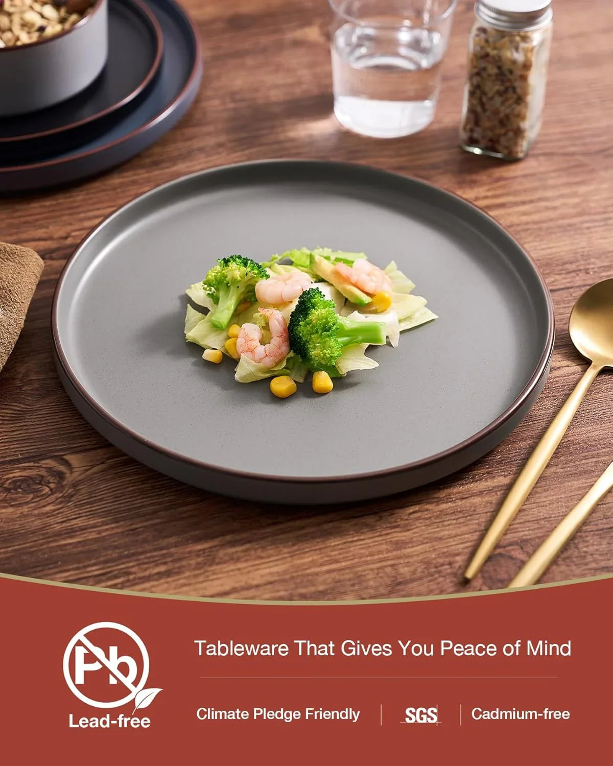 Nebula Ridge Stoneware Dinnerware Sets, Plates and Bowls Sets for 4, 12 Pieces Dishes Set, Microwave and Dishwasher Safe Kitchen Plates, Multi-Color