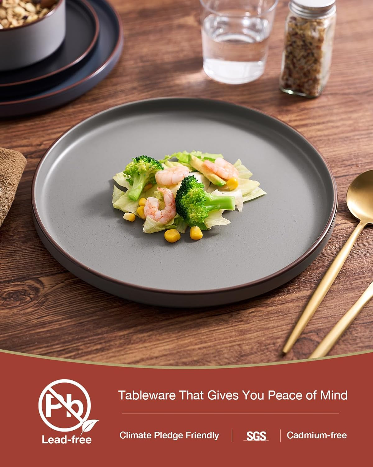 Nebula Ridge Stoneware Dinnerware Sets, Plates and Bowls Sets for 4, 12 Pieces Dishes Set, Microwave and Dishwasher Safe Kitchen Plates, Multi-Color