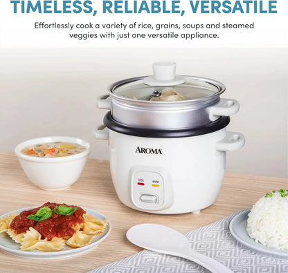 ® Rice Cooker, 2-Cup (Uncooked) / 4-Cup (Cooked), Steamer, Grain Cooker, Soup Maker, Oatmeal Cooker, Auto Keep Warm, 1 Qt, White, ARC-302-1NG