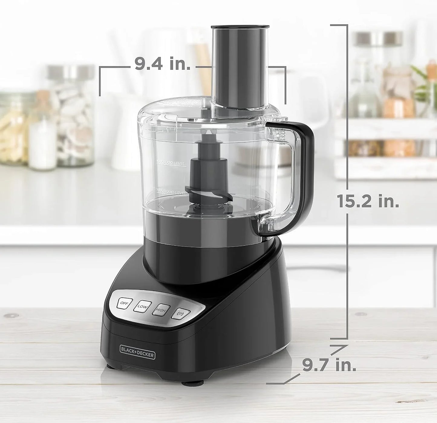 8-Cup Food Processor, Easy Assembly, Stainless Steel S-Blade, Shred, Slice, Chop, Puree, 450W Motor