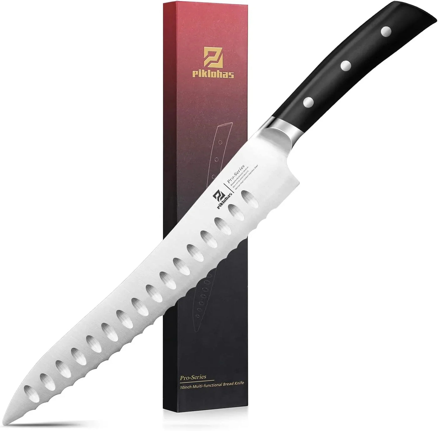 Resharpenable Bread Knife for Homemade Bread, 10 Inch Serrated Sourdough Knife with Offset Handle, Innovative Wavy Edge for Clean Slices Crusty Bread, Bagels, Pineapple & Tomatoes, Gift Box