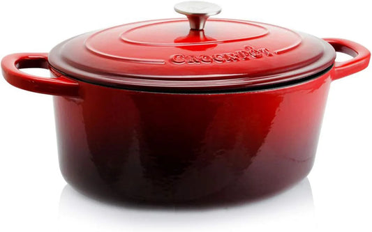 Artisan Oval Enameled Cast Iron Dutch Oven, 7-Quart, Scarlet Red