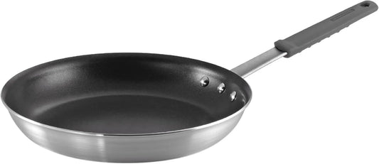 Professional 12-Inch Non Stick Large Frying Pan, Heavy-Gauge Aluminum Skillet with Reinforced Nonstick Coating, Gray Handle, Dishwasher and Oven Safe