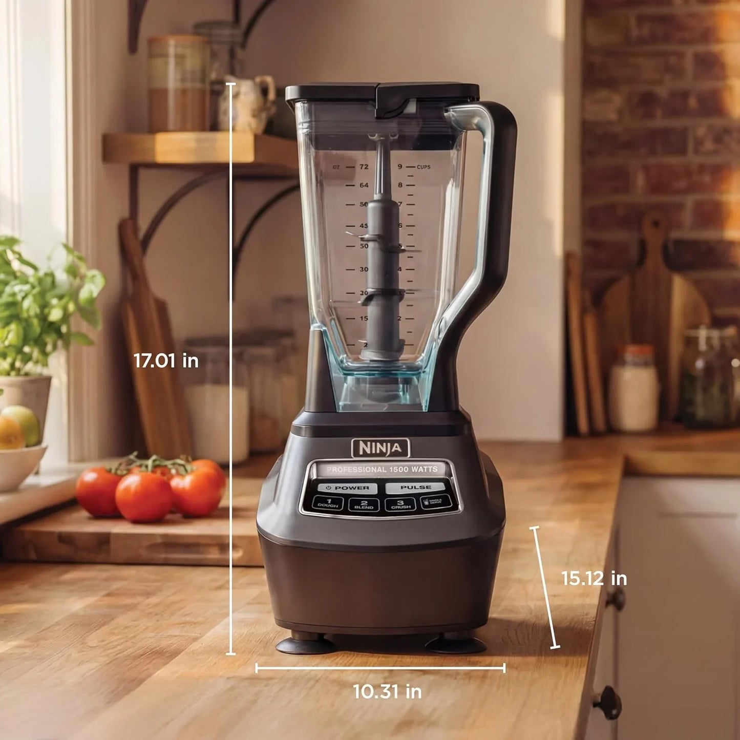 Kitchen System | All-In-One Food Processor & Blender for Smoothies | Includes Pitcher, (2) 16 Oz. To-Go Cups & 8-Cup Bowl | Makes Salsa, Dough, Shakes, & Frozen Drinks | 1500W | Black | BL770