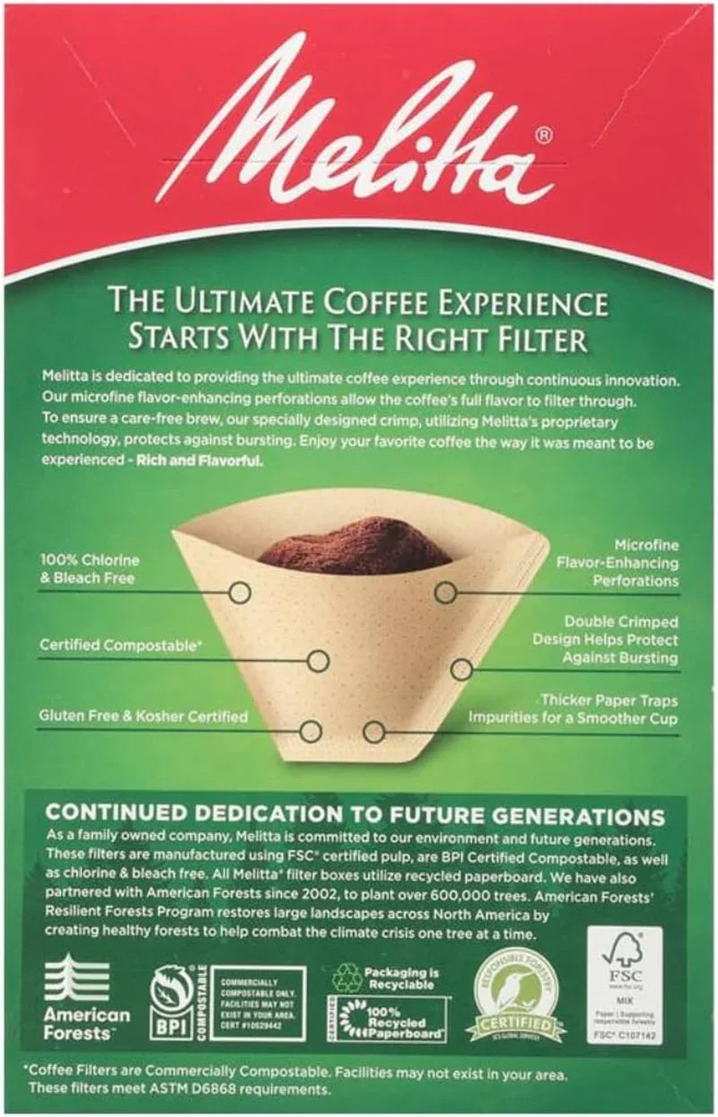 #4 Cone Coffee Filters, Natural Brown, 100 Count (Pack of 3), 300 Total Filters - Fits All 8-12 Cup Cone Coffee Makers and Pour-Overs, Compostable, Tear-Resistant