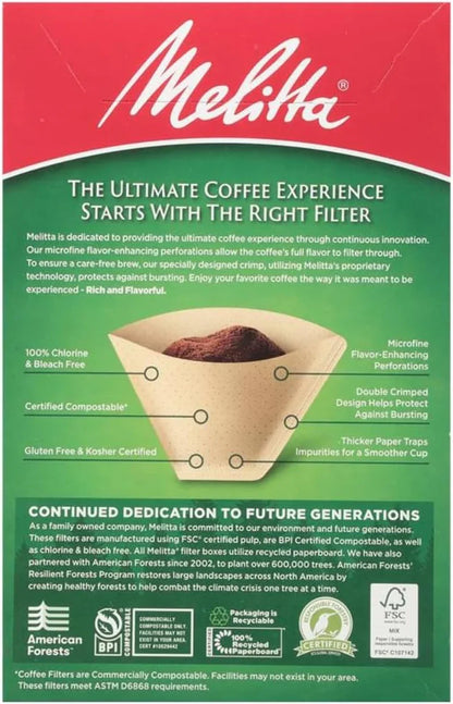 #4 Cone Coffee Filters, Natural Brown, 100 Count (Pack of 3), 300 Total Filters - Fits All 8-12 Cup Cone Coffee Makers and Pour-Overs, Compostable, Tear-Resistant