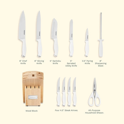 Block Knife Set, 12Pc Cutlery Knife Set with Steel Blades for Precise Cutting, Lightweight, Stainless Steel, Durable & Dishwasher Safe, C77SSW-12P