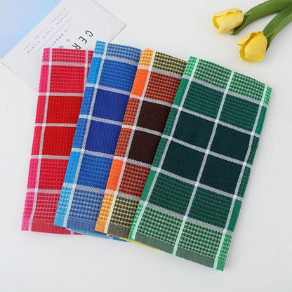 Bright Large Kitchen Towels, 4-Pack, 16 Inch X 26 Inch Buffalo Check Dish Towels for Washing Drying Dishes, Colorful Waffle Design Tea Towel Bar Towel, Buffalo