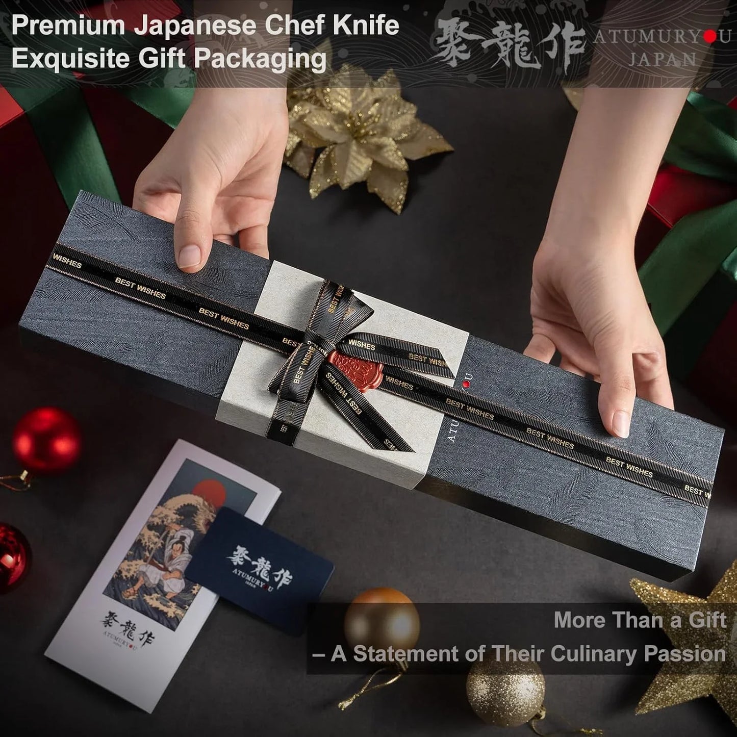 Japanese Chef Knife, 7 Inch Hand Forged Santoku Knife with VG10 Steel, Chefs Knives for Professional & Home Kitchen, Sharp Kitchen Knives with Red Ergonomic Handle, Cooking Gifts for Men and Women