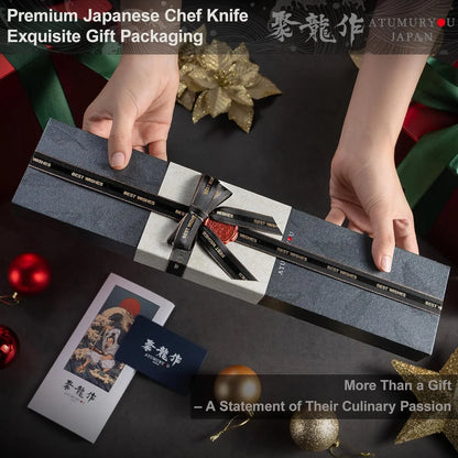 Japanese Chef Knife, 7 Inch Hand Forged Santoku Knife with VG10 Steel, Chefs Knives for Professional & Home Kitchen, Sharp Kitchen Knives with Red Ergonomic Handle, Cooking Gifts for Men and Women