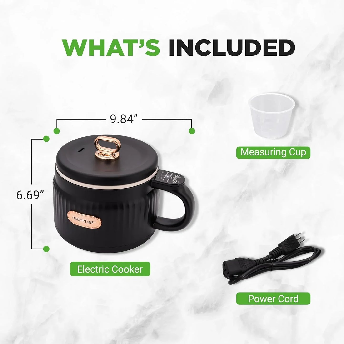 1.6 QT Portable Electric Rice Cooker & Lunch Maker | Multi-Functional & Non-Stick Ceramic Coating | Digital Control Panel | 6 Cook Functions: Rice, Soup, Stew, Porridge & More | Black