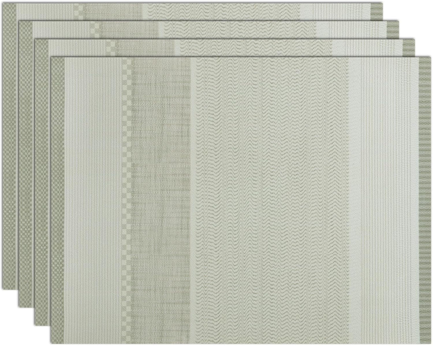 Striped Leather Placemats Set of 4, 12X15.7 Inch Japanese Style Non-Slip Place Mats, Washable Waterproof Table Mats for Indoor Kitchen Dining Party Table Decoration