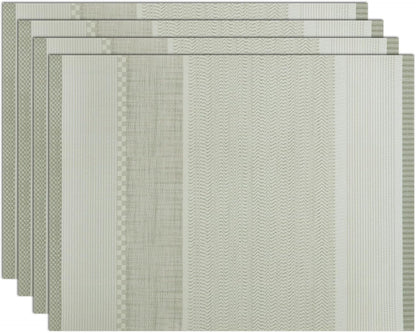 Striped Leather Placemats Set of 4, 12X15.7 Inch Japanese Style Non-Slip Place Mats, Washable Waterproof Table Mats for Indoor Kitchen Dining Party Table Decoration