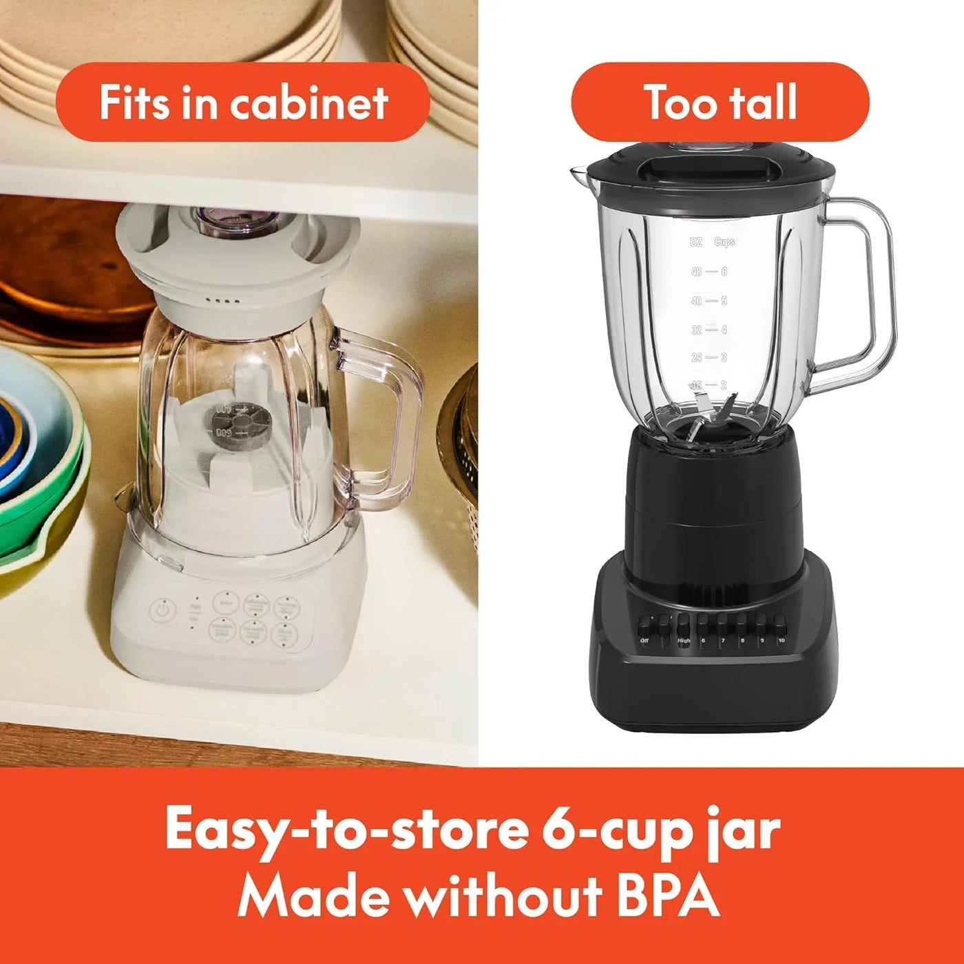 10 Speed Countertop Blender, Juicer & Smoothie Maker, Fits-Anywhere™ Kitchenware, Slim Flip & Store Design, Dishwasher Safe 48Oz Capacity Pitcher & Lid, Stainless Steel Blade, 450 Watt, Oatmilk