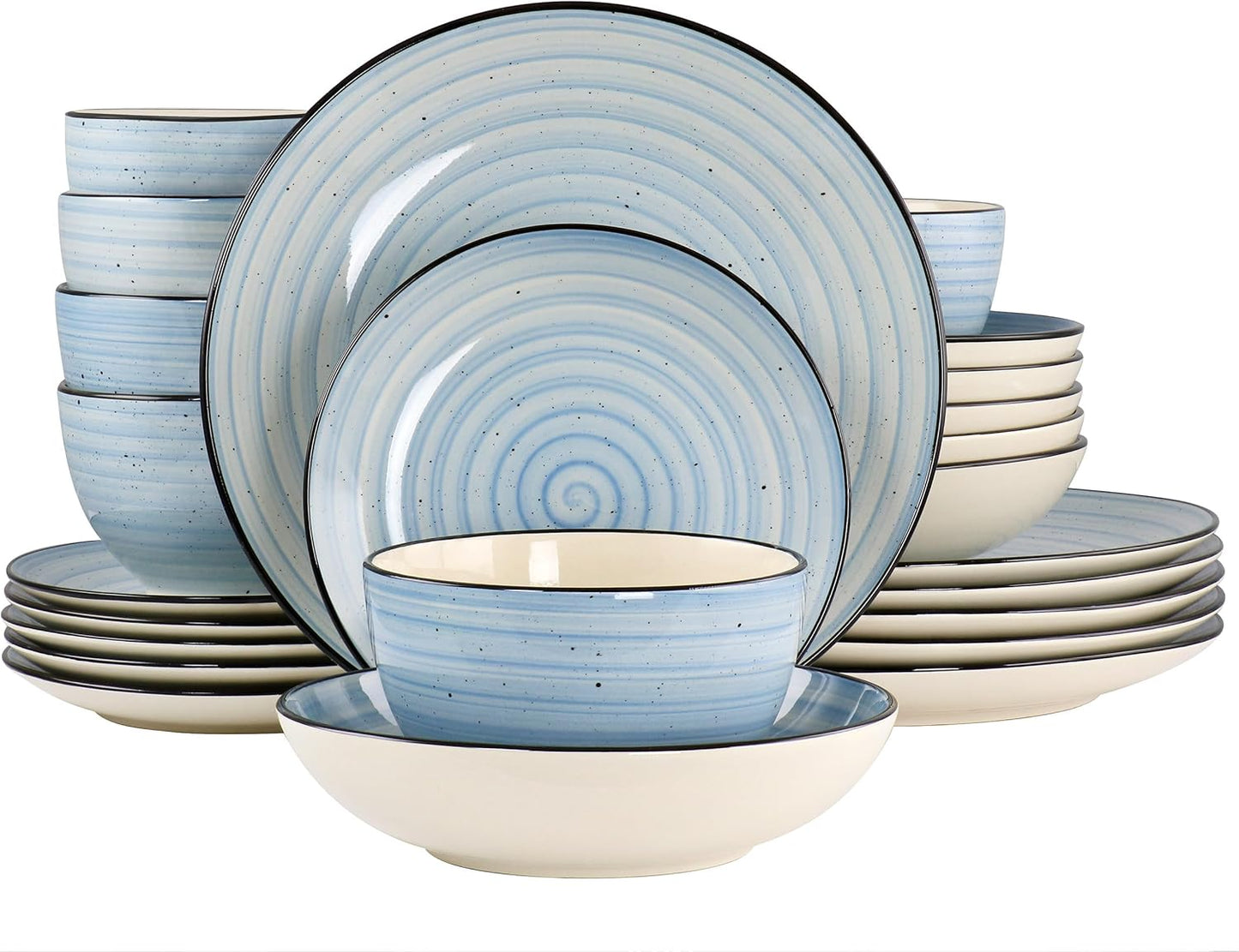 Gia 24 Piece Stoneware Dinnerware Set (Light Blue)