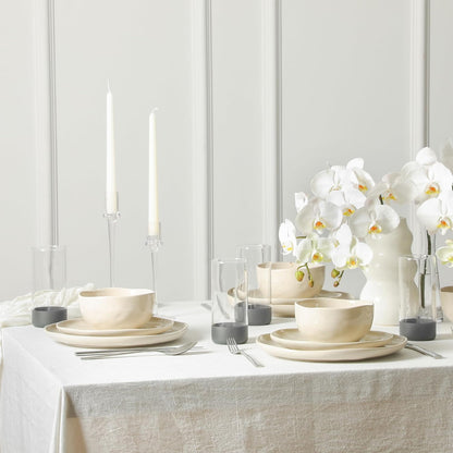 Mirella 16-Piece Dinnerware Set Stoneware, Borosilicate Glass, Beige