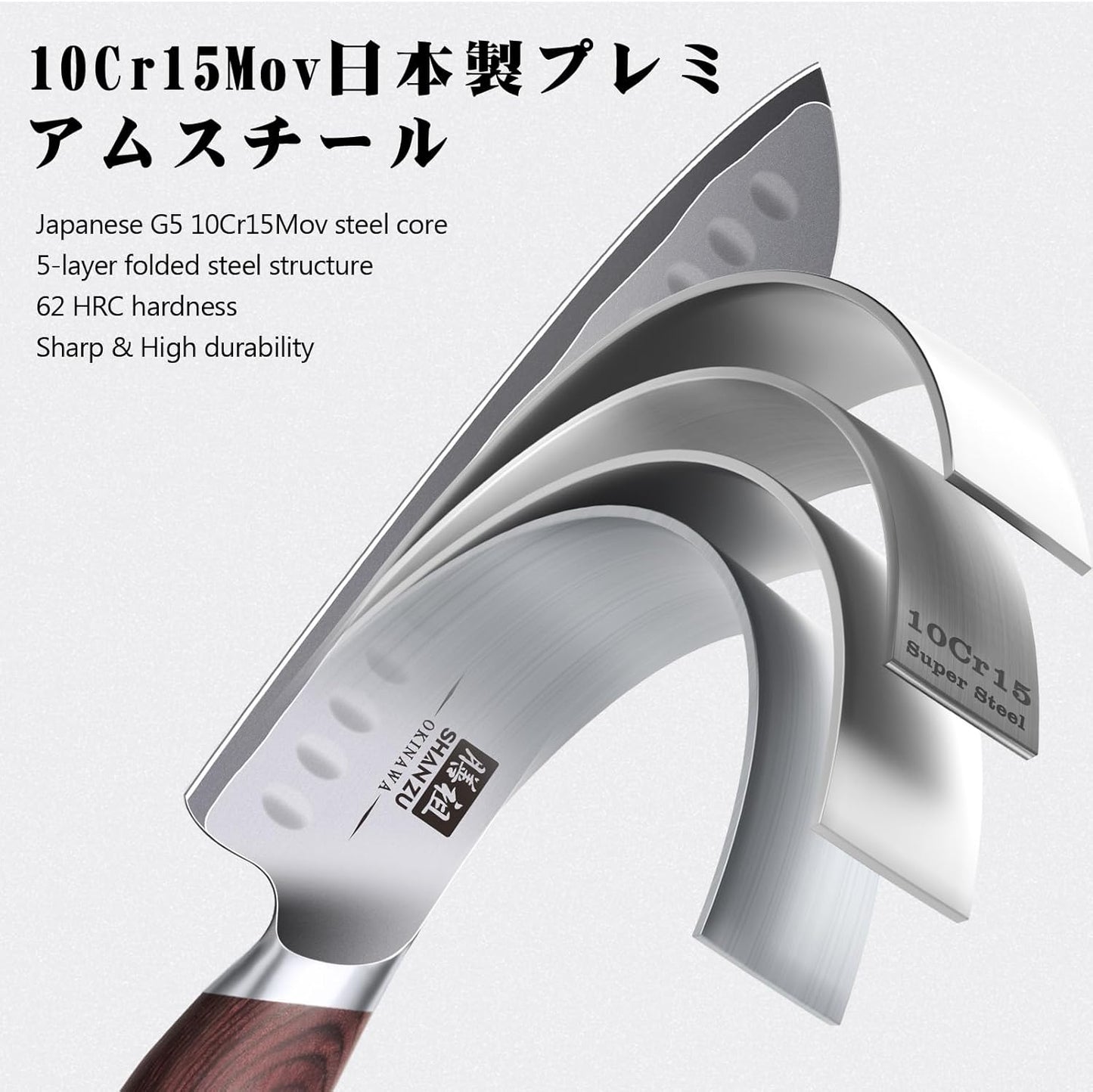 7 Inch Chef Knife, High Carbon Japanese 10Cr15Mov Stainless Steel Santoku Knife, Ultra Sharp Professional Kitchen Cooking Knife with Ergonomic Pakkawood Handle