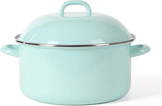 Thayer 6.4-Quart Enamel on Steel Scratch Resistant Dutch Oven W/Lid - Martha Blue, Induction Safe