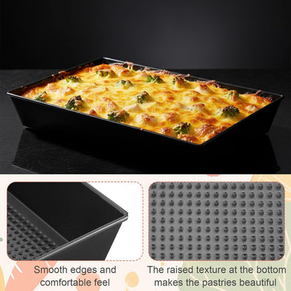 3 Pack Detroit Style Pizza Pan 15.7 X 9 Inch Non-Stick Rectangle Deep Dish Pizza Pans Heat-Resistant BPA Free, Pre Seasoned Carbon Steel Detroit Pizza Pan Dish Bake Ware Kitchenware