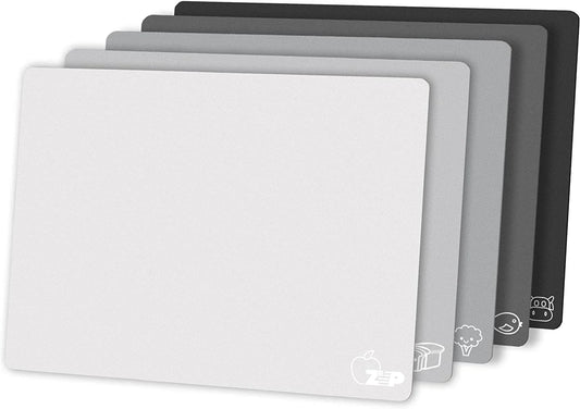 Flexible Plastic Cutting Board Set of 5 Gradient Color, Colorful Chopping Boards, BPA Free Mats, Non-Slip, Dishwasher Safe, 15X12 Inch, Gray Neutral Colors