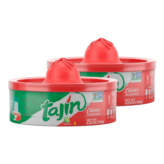 Tajín Clásico Chile Lime Seasoning Rimmer, Cocktail Glass Rimmer for Margaritas, Mocktails, Smoothies, and Mangonadas 4.23 Oz (Pack of 2)
