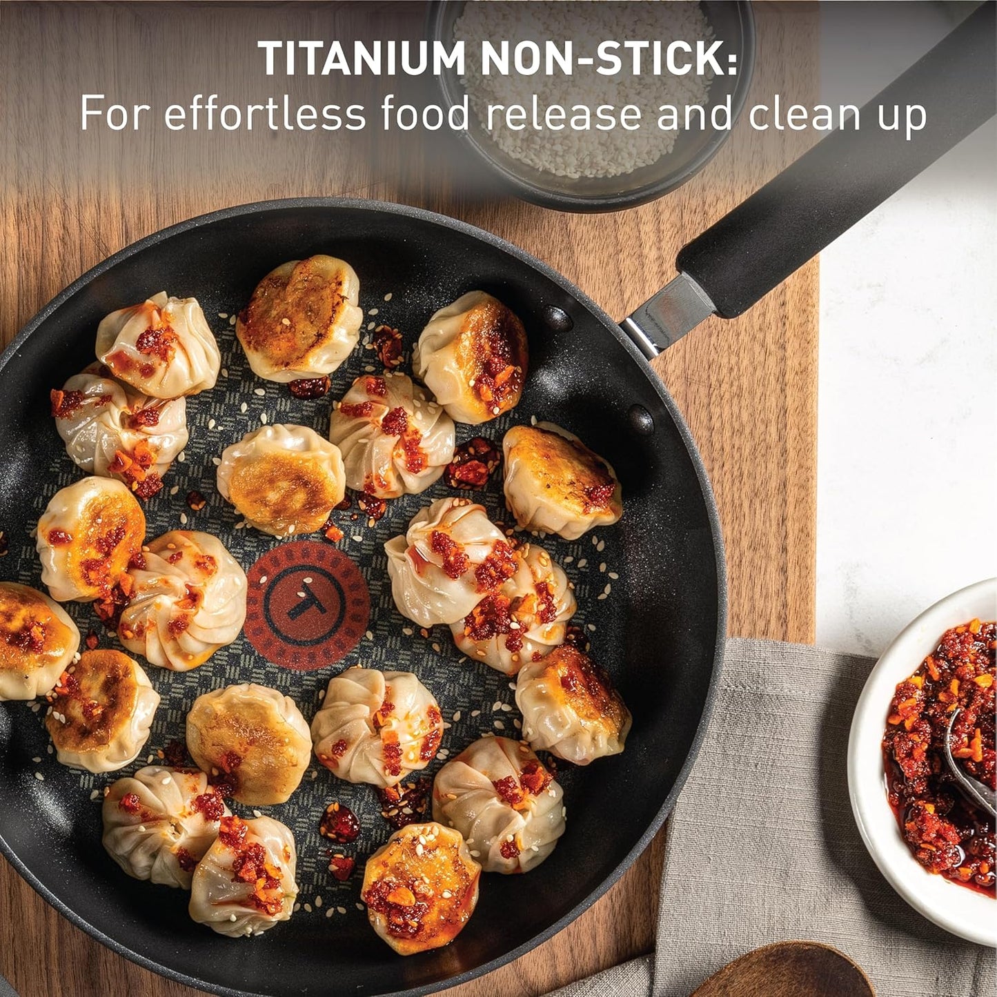 Ultimate Hard Anodized Nonstick Wok 14 Inch, Oven Broiler Safe 350F, Non Stick Stir-Fry Pan, Cookware, Pots and Pans, Kitchen, Versatile Deep Frying, Sauté, Braise, Stew, Dishwasher Safe, Onyx