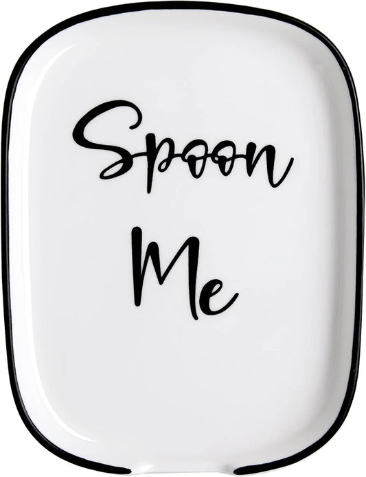 Ceramic Spoon Rest for Stove Top, Large Spoon Holder for Kitchen Counter, White Coffee Spoon Rest, Heat-Resistant Cooking Utensil Rest, Modern Farmhouse Kitchen Décor
