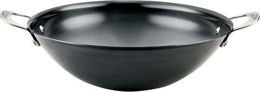 Everlast N2 Carbon Steel Wok/Stir-Fry Pan, Compatible with All Cooktops, Metal Utensil Safe, 14 Inch - Black