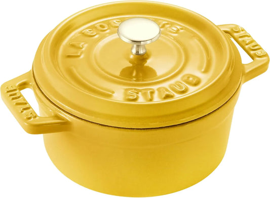 Cast Iron Mini round Cocotte, Dutch Oven, 0.25-Quart, Serves 1, Made in France, Citron