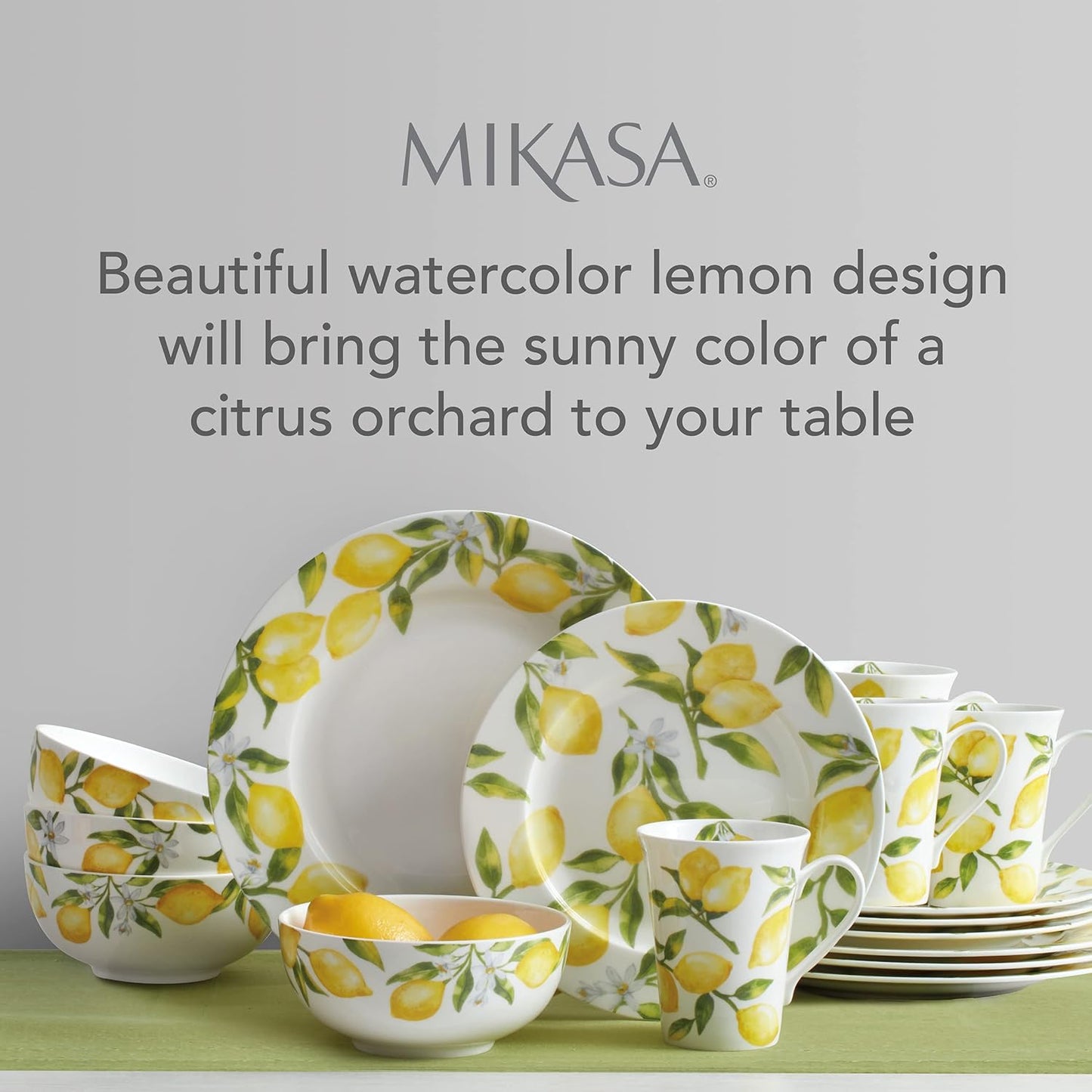 Lemons 16-Piece Dinnerware Set, Service for 4, Multicolor