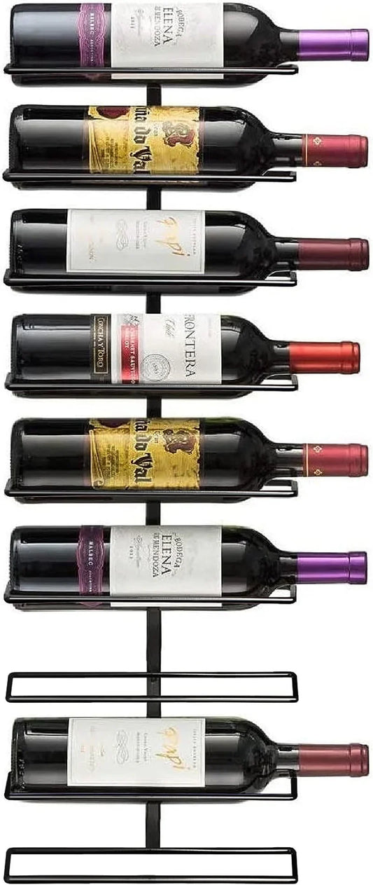 Wall Mount Wine Rack – Holds 9 Bottles – Black Metal Wine Bottle Holder for Wall, Modern Wine Rack for Home Bar, Kitchen