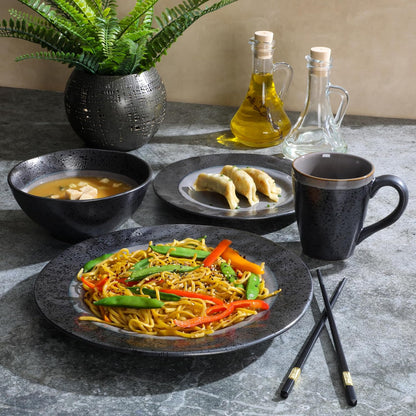 Gibson Dragonstone 16 Pc Dinnerware Set Grey Stoneware, Gray -