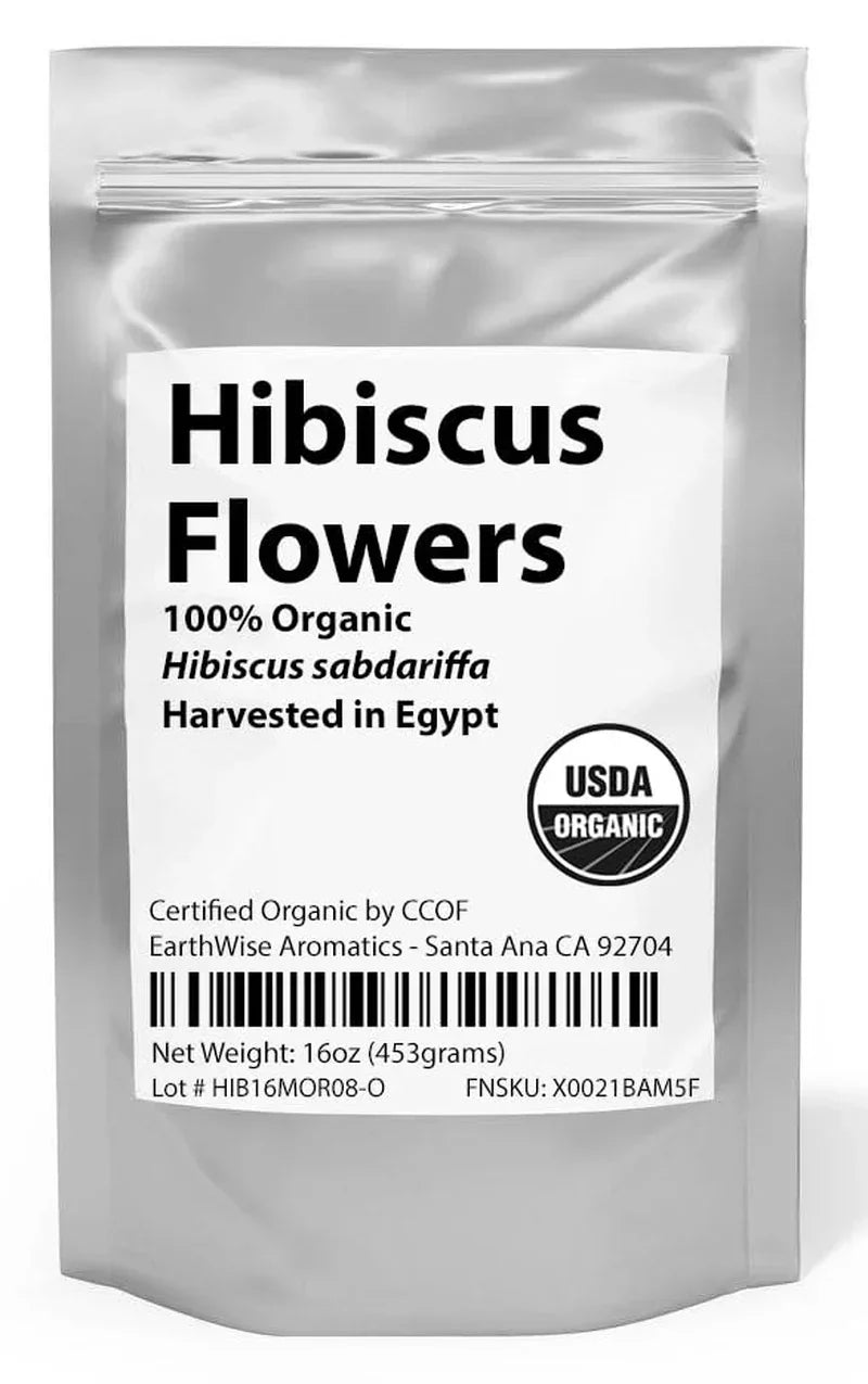 16oz organic hibiscus flowers, USDA certified, harvested in Egypt for teas and culinary use