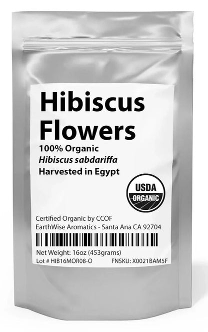 16oz organic hibiscus flowers, USDA certified, harvested in Egypt for teas and culinary use