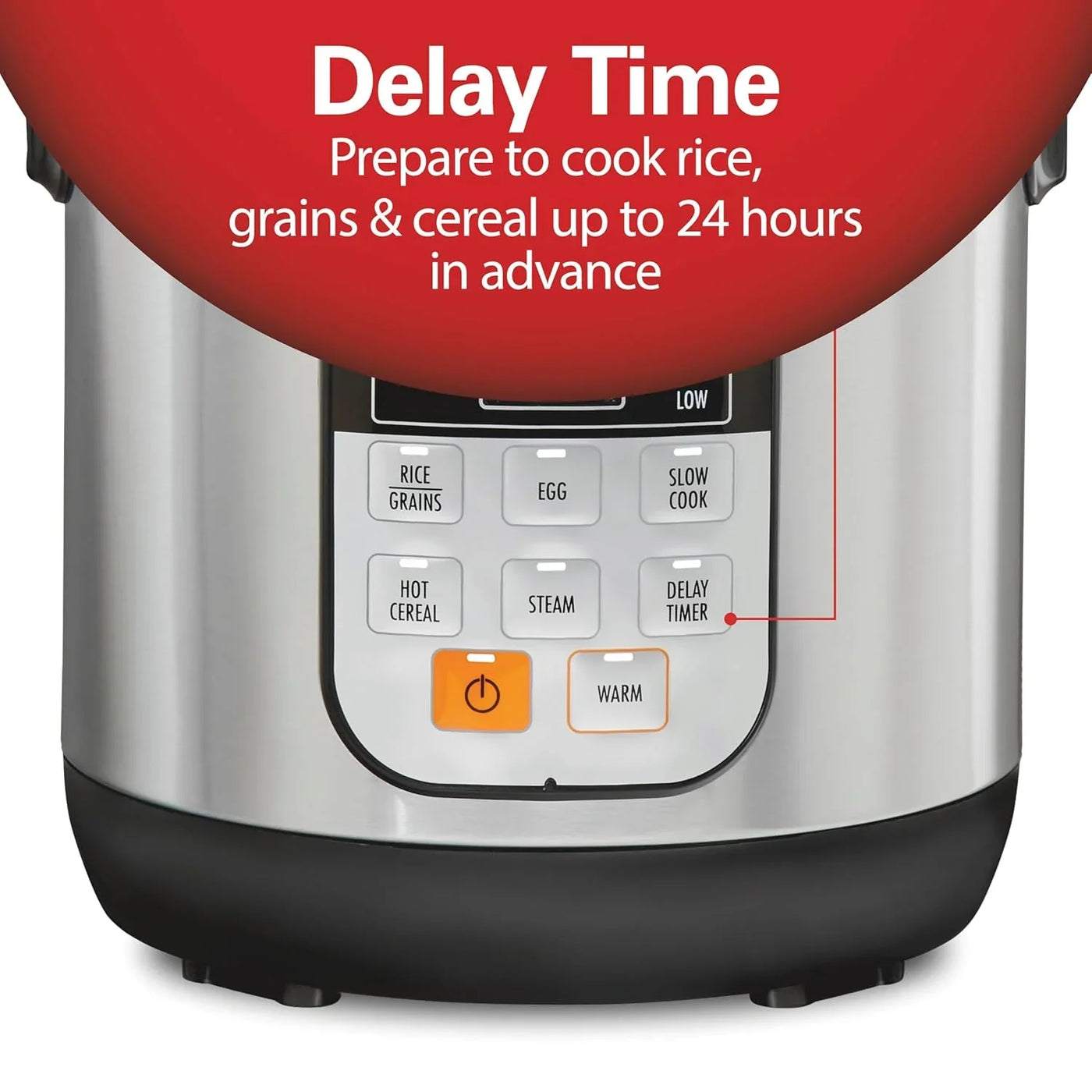 Digital Programmable Rice Cooker & Food Steamer, with Slow Hard-Boiled Egg Functions, Egg/Steam Tray, Small & Compact, 6 Cups Cooked (3 Uncooked), Stainless Steel (37524)