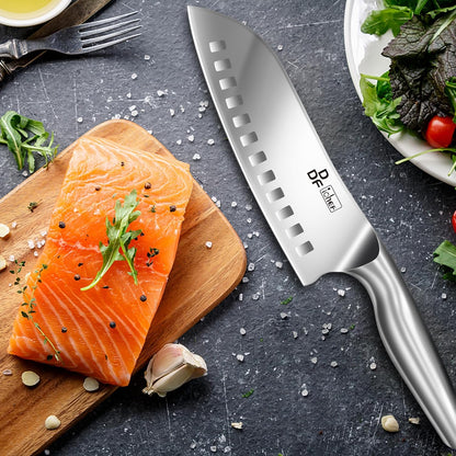 Kitchen Knife, Chef'S Knife in Japanese Stainless Steel Professional Santoku Cooking Knife, 7 Inch Non-Slip Ultra Sharp Knife with Ergonomic Handle